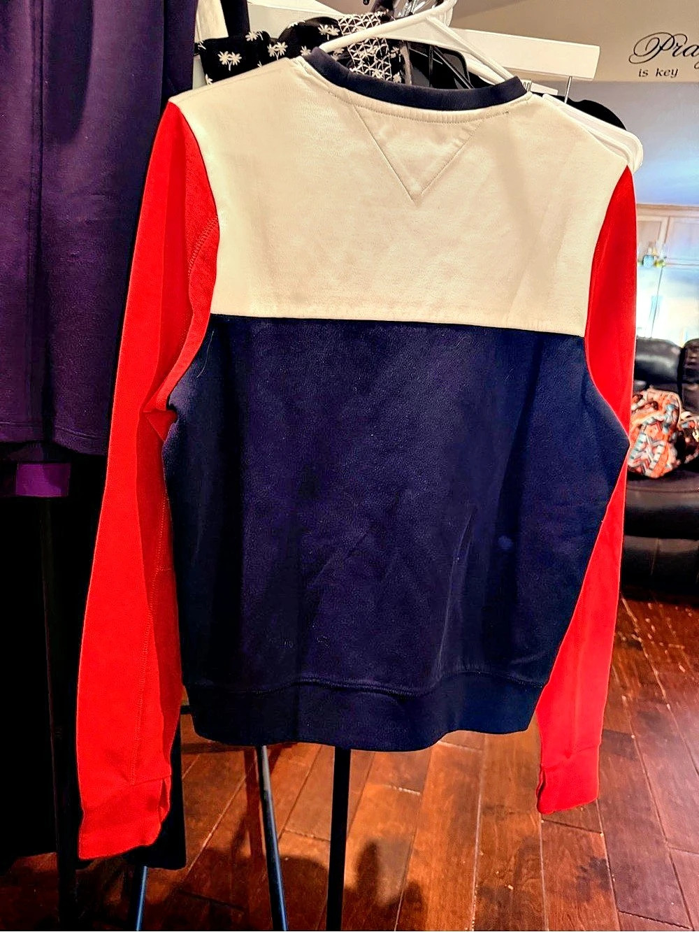 Tommy Hilfiger Colorblock Crewneck Sweatshirt Blue & Red XS